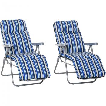 Chaises Longues en Acier avec Coussin Outsunny