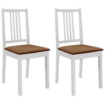 Sillas de comedor de madera blanca con cojines