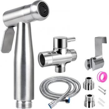 Kit Doccetta WC con Valvola 3 Vie (1/2'-3/8) Standard Francia Argento