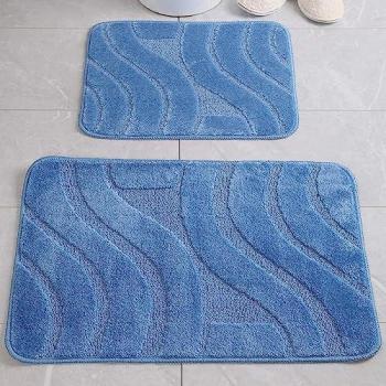 Juego de alfombras de baño azul (2 piezas)
