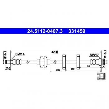 ATE 24.5112‑0407.3 Flexible Durite de Frein LANCIA DELTA 3