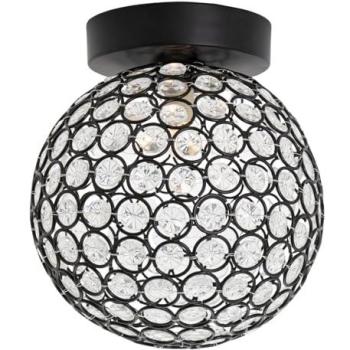 Midnight Mesh Ceiling Light – Matte Black with Transparent Beads, IP44