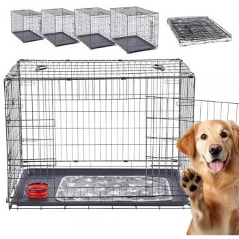 Arebos Tiertransportkäfig klappbar S-M-L-XL bis 11,00 kg, Kuscheldecke