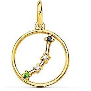 Colgante Signos Zodiacales Oro 18k Mujer 12mm Aries Circonitas