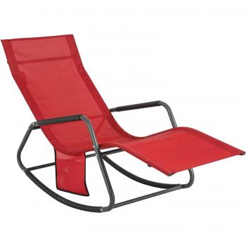 Ogs47 R Fauteuil à Bascule Rouge – Transat Relaxation, 145x57x84 cm