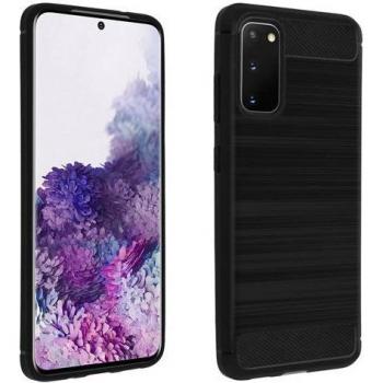 Cover Silicone Metallico Avizar per Galaxy S20 – Nero Carbonio Spazzolato