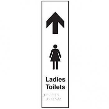 High-Visibility Ladies Toilet Arrow Up 75mm Sticker