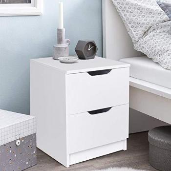 Mobiletto Comodino 2 Cassetti Design Moderno Bianco