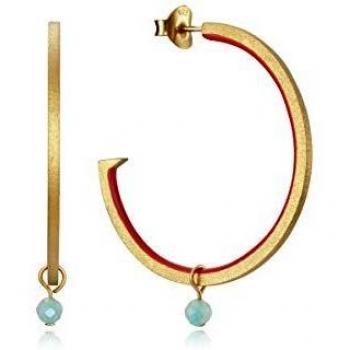Pendientes de plata Viceroy con baño de oro y detalles en esmalte coral