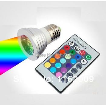 Lámpara RGB 16‑colores con control remoto IR y bombilla E27/E14/GU10