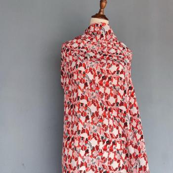 Tela Leopardo Noir-Red Crepé
