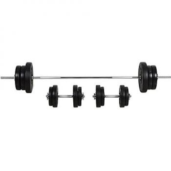 HOMCOM 65kg Adjustable Weights Dumbbell and Barbell Set
