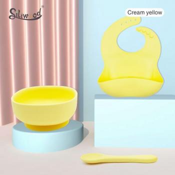 Baby Learning Feeding Bowl with Suction and Silicone Utensils