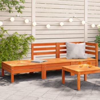 Siège de patio 3 places VidaXL avec dossier et repose-pieds, finition cire marron