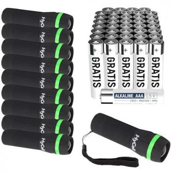 HyCell Mini Lampe Zoom 1W (10 pièces) + 40 Piles AAA en Cadeau