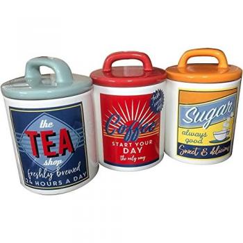 Multi-Color Retro Tea Coffee Sugar Canister Set