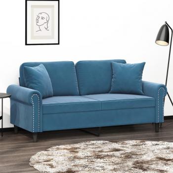Sofá 140 cm Azul – Maison Exclusive con cojines terciopelo