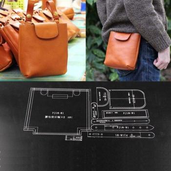Coin Purse Type Bag Stencil for Leather Handcraft 16x13x6cm