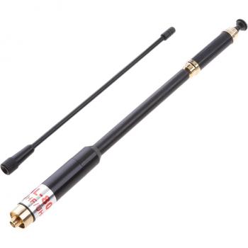 Antena telescópica de alta ganancia para walkie-talkies Kenwood, Baofeng y Puxing, SMA-F, dual (144/430mh)