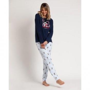 Homewear Disney Pijama Mujer Manga Larga Marino
