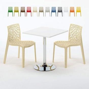 Table Carrée 70x70cm avec Chaises Colorées