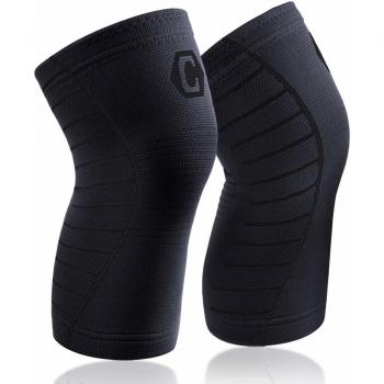 CAMBIVO NS40 Kniebänder Set, Schwarz, Größe L