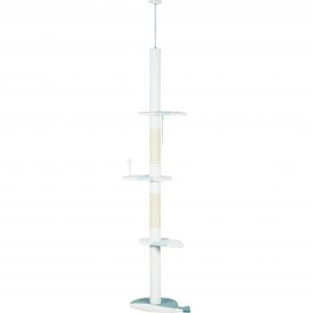 Rascador para Gatos PawHut de Suelo a Techo con 3 Plataformas en Forma de Ola y 1 Bola 55x38x225-255 cm Blanco