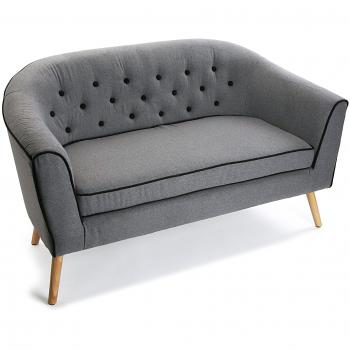 Versa Moissac 19501321 Divano 2 Persone, Grigio, 84x73x138 cm – Legno e Cotone
