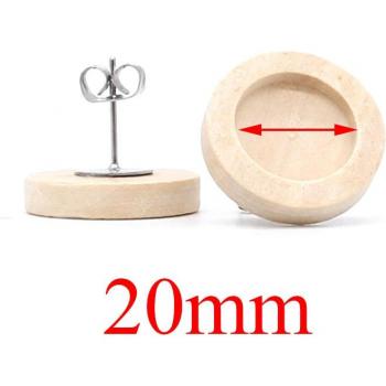 Soporte pendiente madera blanca, 20 pzs., acero inoxidable tapa oído, compatible vidrio cabuchón 12mm