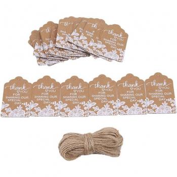 Tarjetas de Invitación de Boda en Papel Kraft con Encaje Blanco