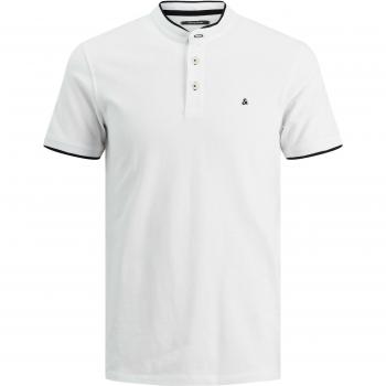 Polo Jack & Jones Paulos Mao Noos, Polo a maniche corte, slim fit, in maglia piqué, bianco