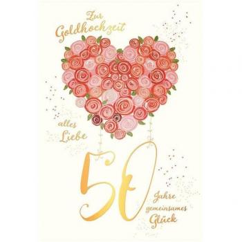 Goldhochzeit: Glückwunschkarte mit Rosenherz