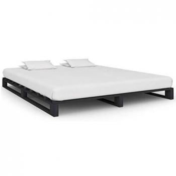 Cama de Palets Gris 160x200 cm Madera Maciza de Pino