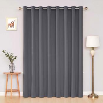 Deconovo Super Soft Eyelet Thermal Insulated Blackout Curtain for Kidsroom 100 x 95 Inch Dark Grey 1 Panel
