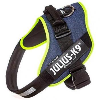 Pettorina IDC Power Julius-K9, Taglia: 2XL/3, Tela Jeans con Bordo in Giallo Neon