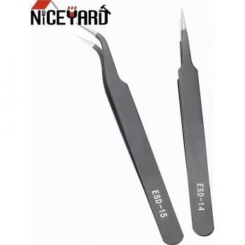 NICEYARD Precision Straight Tip Anti-static Stainless Steel Tweezers ESD-15
