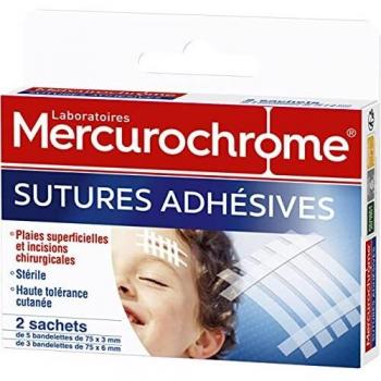 MERCUROCHROME Suture Adhésive 2 sachets de 5 bandelettes 75 x 3 mm