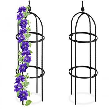Set di supporti per piante rampicanti 85 cm – Relaxdays, obelischi in metallo nero