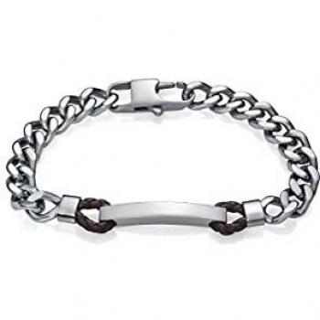 Pulsera de hombre Viceroy Beat en acero inoxidable con detalles en piel marrón
