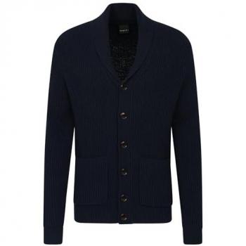Strickjacke BUGATTI Gr. L, blau (marine) Herren Strickjacken mit Schalkragen