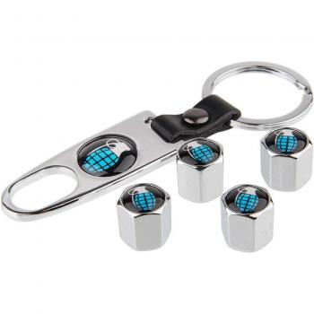 Tire Valve Caps Stainless Steel with Mini Wrench for Ford Mustang and Suzuki
