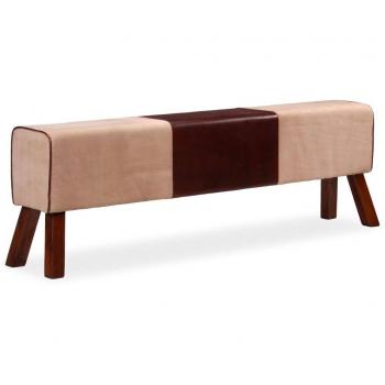 Panca Eleganza Vera Pelle e Tela Marrone