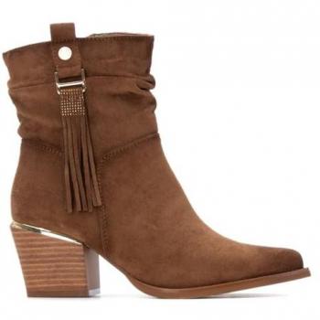 BOTINES XTI 144461 CAMEL COM DETALHE DE FLECOS MARRÓN