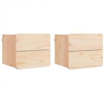 Cassettiera di Notte 2 Unità Marrone Legno di Pino Massello 39x34x33 cm