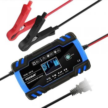 Démarrage intelligent par impulsion et chargeur de batterie de voiture, 8 A, compatible 12V/24V AGM/GEL, affichage LCD numérique