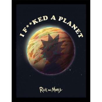 Poster Rick et Morty J'ai baisé une planète encadré 40cm noir