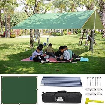 Toile de Camping 3X4 M avec Mât Télescopique et Poteau 2X1.8 M