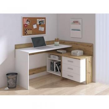 Scrivania Portatile Hudson Dmora 130x112 cm – Design Bianco & Rovere Nodi
