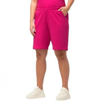 Ulla Popken Jerseyshorts für Damen, große Größen, rosa, mit Elastikbund und Taschen