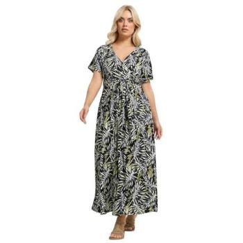 All‑Black Leaf Wrap Maxi Dress – Women's Size 30/32